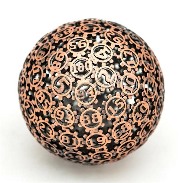 Metal Dice | d100 "Hollow Gear" Copper