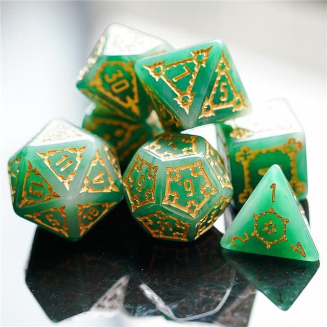 Large RPG Dice | "Chunky Castle" Green | Set of 7