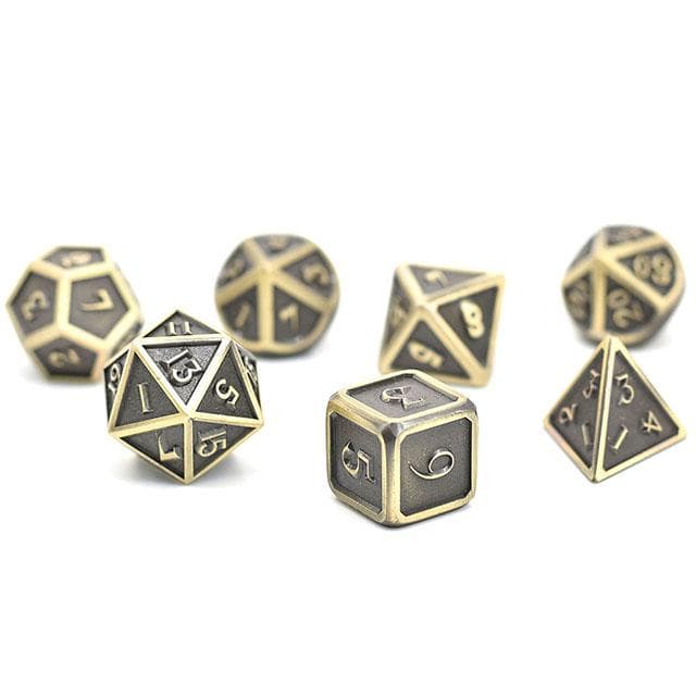 Metal Dice | Ancient Plated Bronze | Set of 7