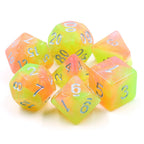 Polyhedral Dice Set | Acrylic | "Heat Shimmer" (Silver Ink) | Set of 7 (D0051)