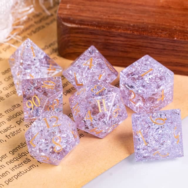 Glass Dice | Purple Fractal | Set of 7
