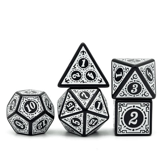 Polyhedral Dice Set | Acrylic | "White Alchemy" | Set of 7 (D0262)