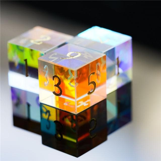 Gemstone Dice | 15mm Rainbow Crystal | Single d6