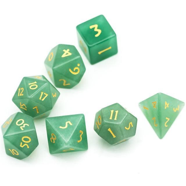 Gemstone Dice | Natural Green Aventurine | Set of 7