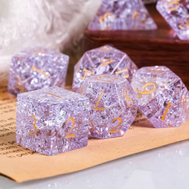 Glass Dice | Purple Fractal | Set of 7
