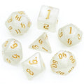 Polyhedral Dice Set | Acrylic | "Moonstone Thorns" Gold Ink | Set of 7 (D0183)
