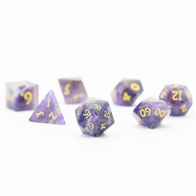 Gemstone Dice | Natural Amethyst | Set of 7