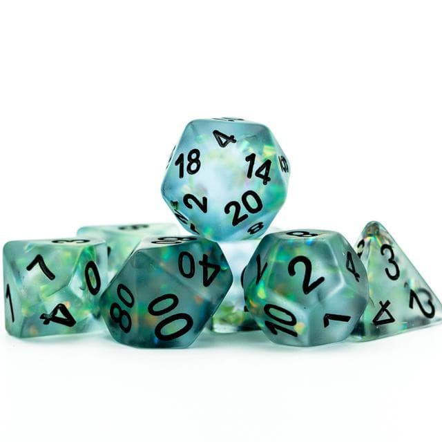 RPG Dice - "Frosted Shimmer" Blue - Set of 7