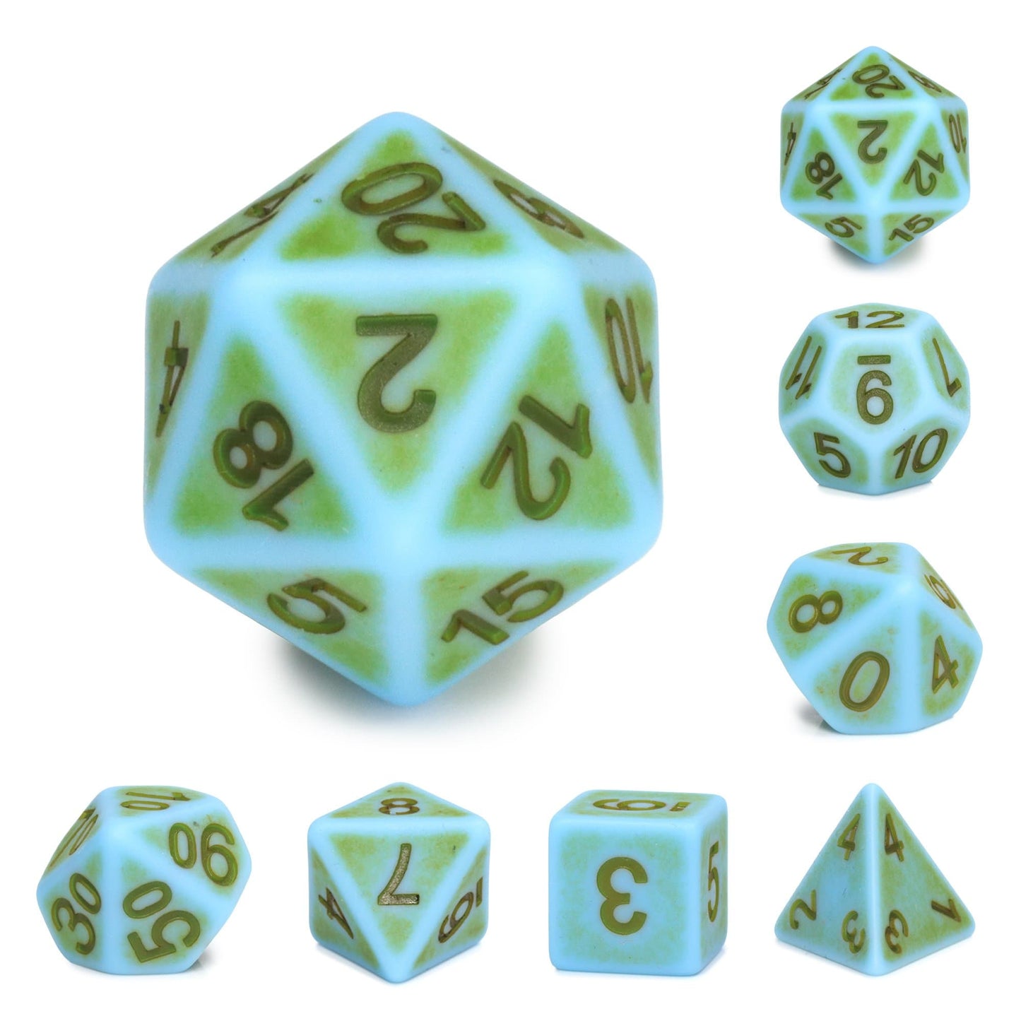 RPG Dice | "Synthwave Moss" | Set of 7