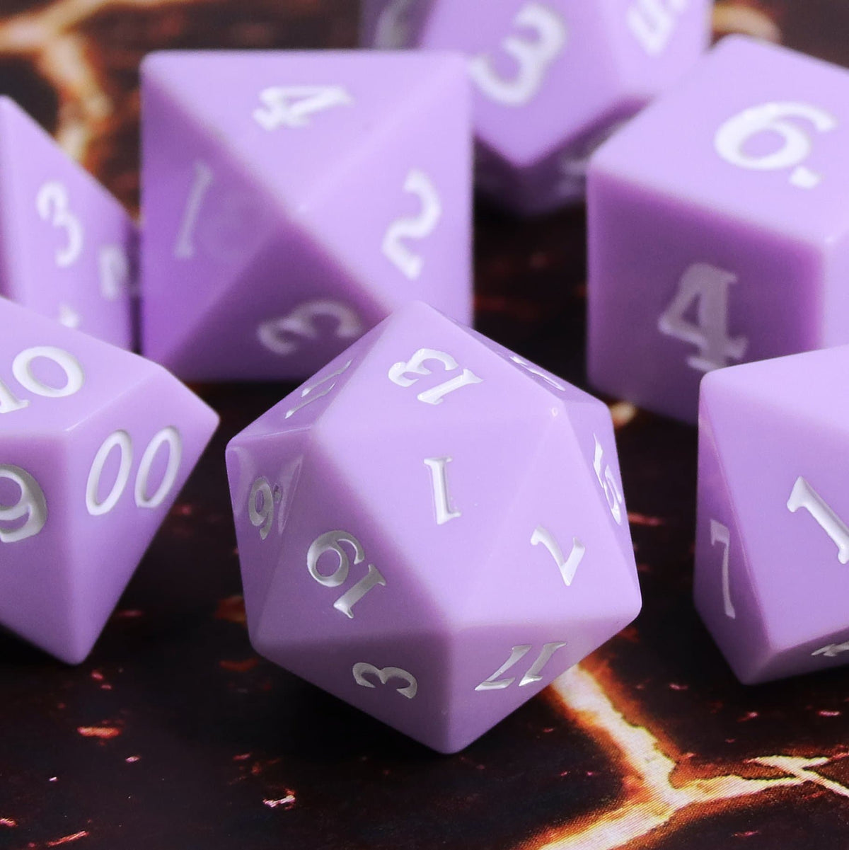 RPG Dice | Pastel Lilac (Sharp Edged) | Set of 7