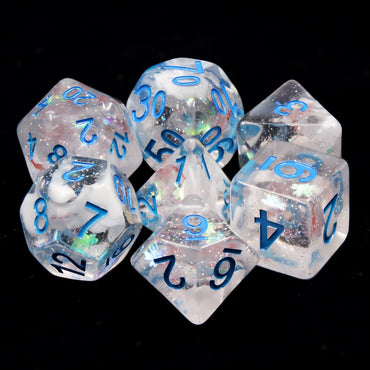 RPG Dice | "Furious Blizzard" (Blue Ink) | Set of 7