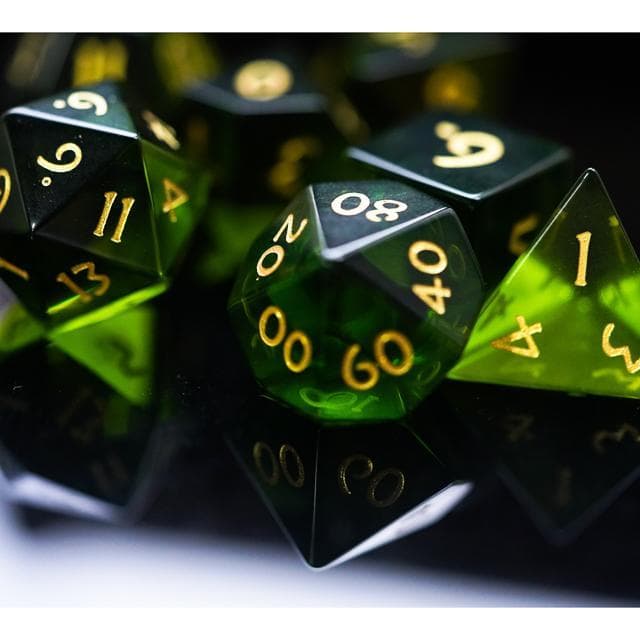 Glass Dice | Green | Set of 7