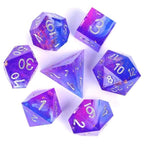 RPG Dice | "Blueberry Sparkle" (Sharp Edged) | Set of 7