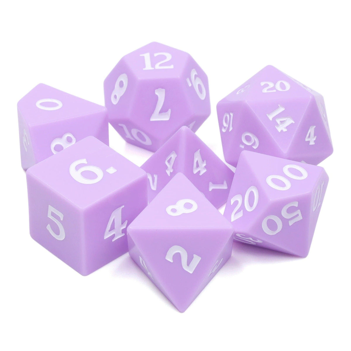 RPG Dice | Pastel Lilac (Sharp Edged) | Set of 7
