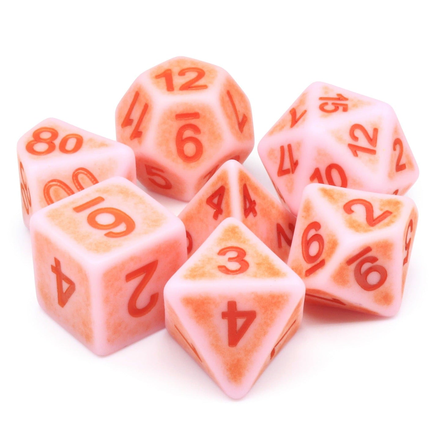 Polyhedral Dice Set | Acrylic | "Synthwave Blush" | Set of 7 (D0138)