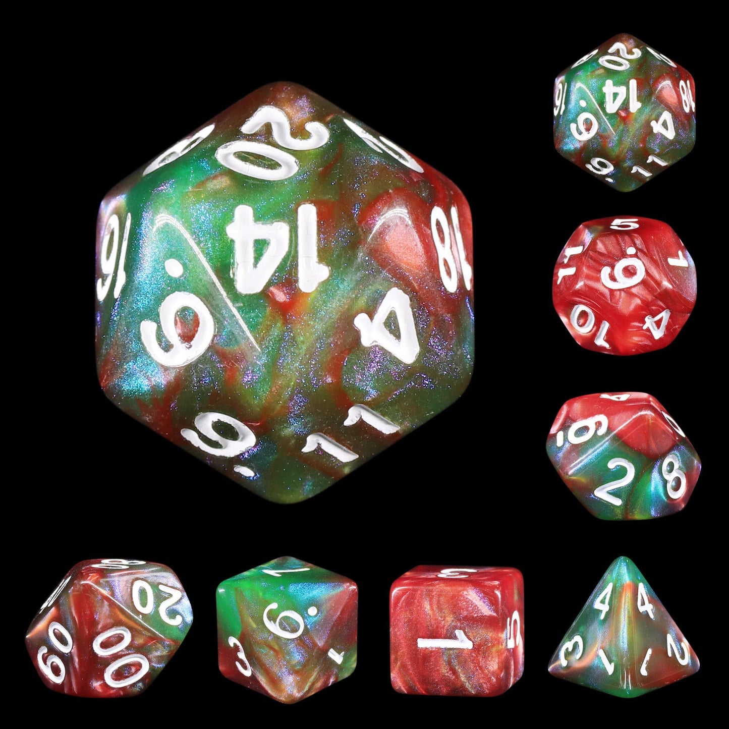 Polyhedral Dice Set | Acrylic | "Pandaemonium Revel" | Set of 7 (D0134)