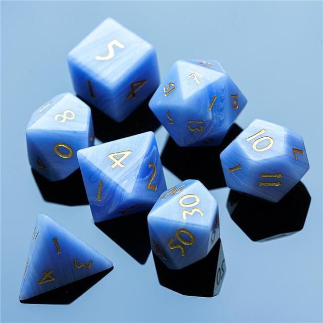 Gemstone Dice | Blue Lace Agate | Set of 7