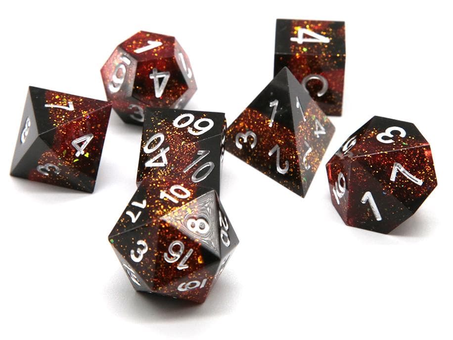 RPG Dice | "Sparkling Sky" (Sharp Edged) | Set of 7