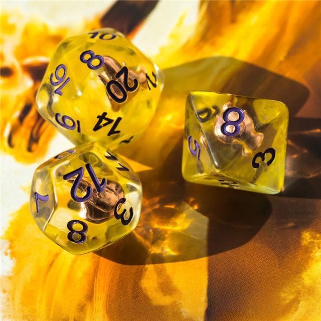 Polyhedral Dice Set | Acrylic | "Sorcerer's Fire" | Set of 7 (D0089)