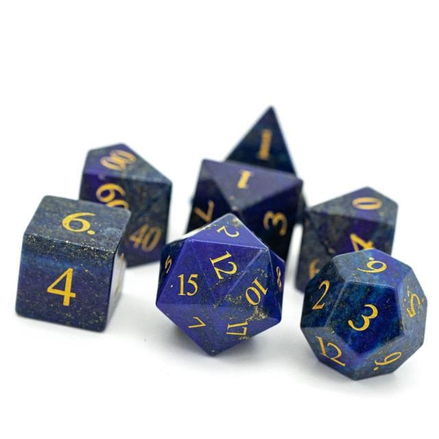 Polyhedral Dice Set | Gemstone | Natural Lapis Lazuli | Set of 7 (D0211)