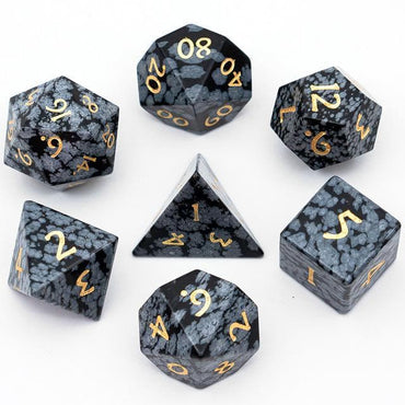 Gemstone Dice | Snowflake Obsidian | Set of 7