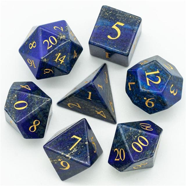 Polyhedral Dice Set | Gemstone | Natural Lapis Lazuli | Set of 7 (D0211)