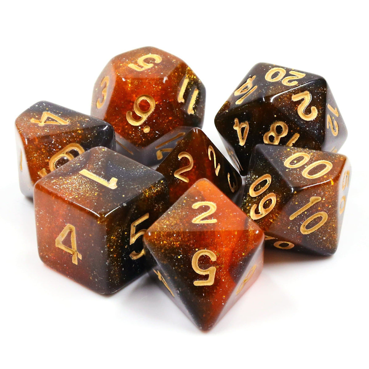 RPG Dice | "Ravaged System" Gold Ink | Set of 7