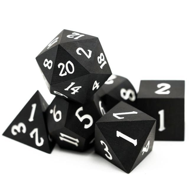 RPG Dice Set | Wooden Dice | Ebony | Set of 7