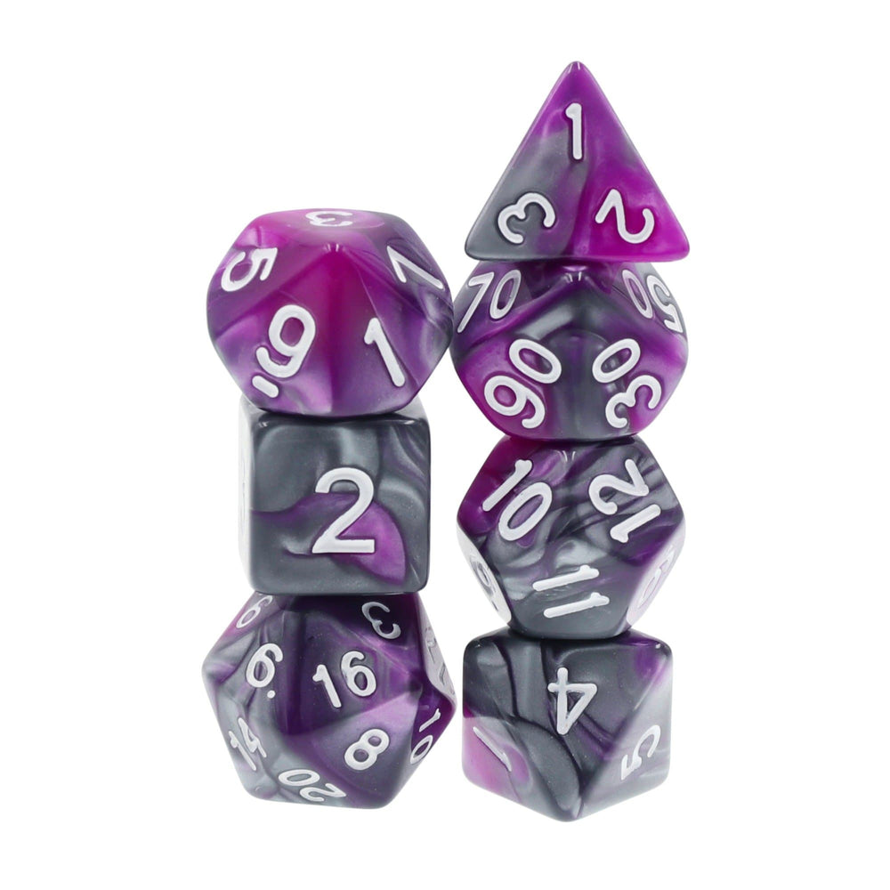 RPG Dice | "Eldritch Iron" Blend Silver Purple | Set of 7