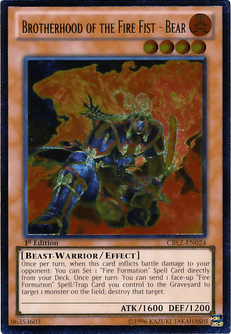 Brotherhood of the Fire Fist - Bear [CBLZ-EN024] Ultimate Rare