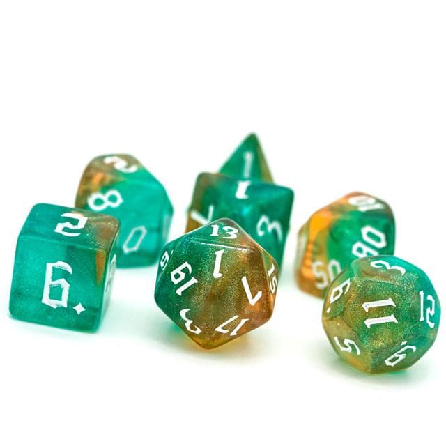 RPG Dice | "Gaea Thorns" White Ink | Set of 7