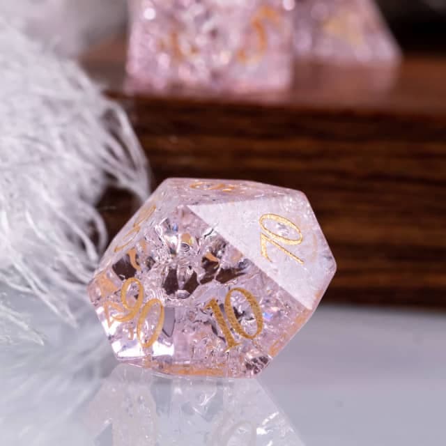 Glass Dice | Pink Fractal | Set of 7