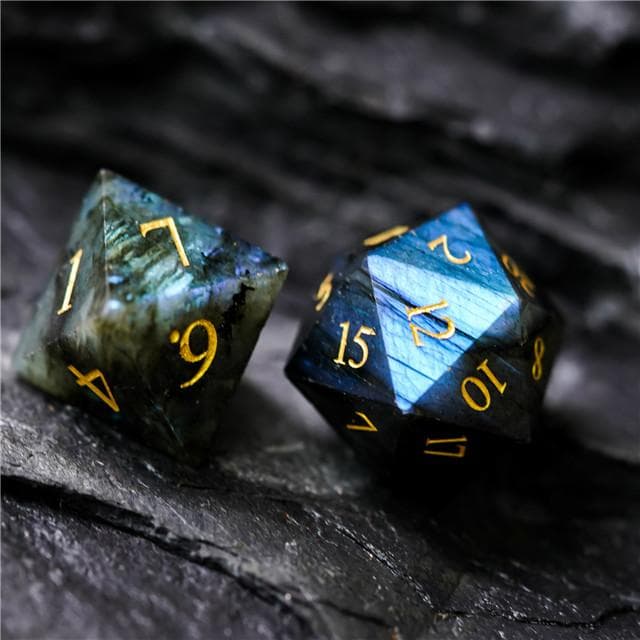 Gemstone Dice | Natural Labradorite | Set of 7