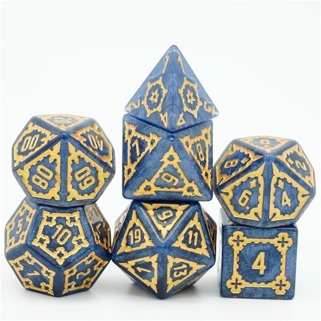 Large RPG Dice | "Chunky Castle" Blue | Set of 7