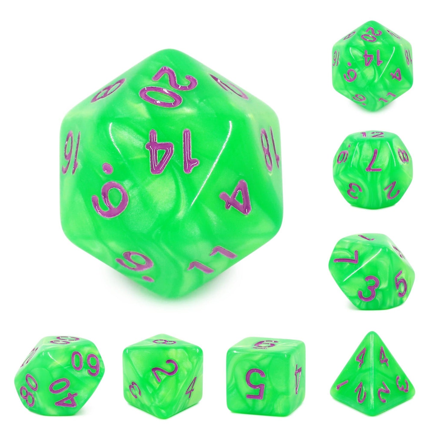 Polyhedral Dice Set | Acrylic | "Radioactive Matter" | Set of 7 (D0150)