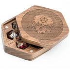 Dice Box | Wooden Hexagonal | Walnut with Skull