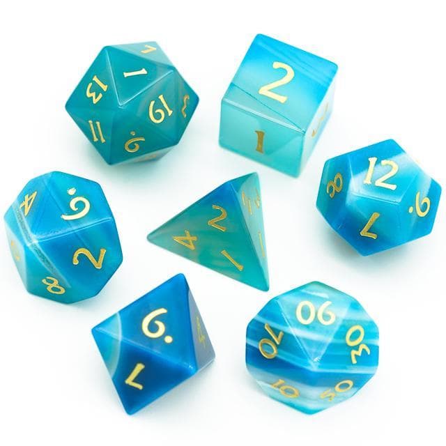 Gemstone Dice | Blue Agate | Set of 7