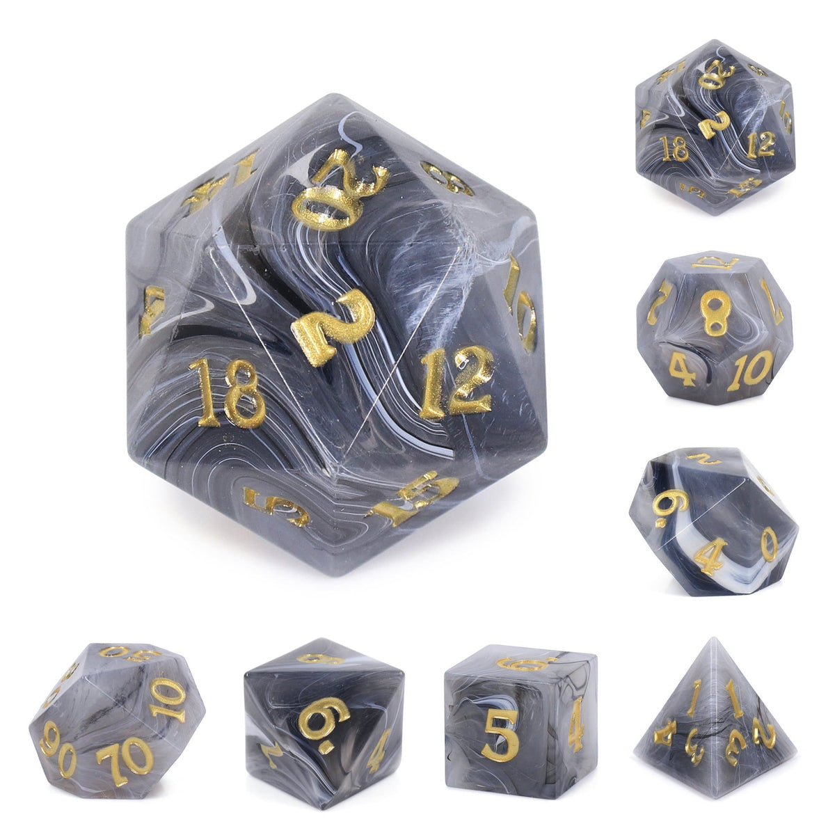 RPG Dice | "Merchant of Asphodel" (Sharp Edged) | Set of 7