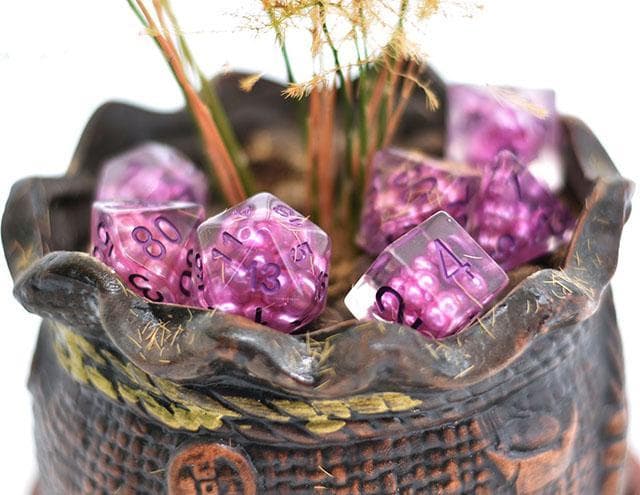 RPG Dice - Purple "Suspended Molecule" - Set of 7