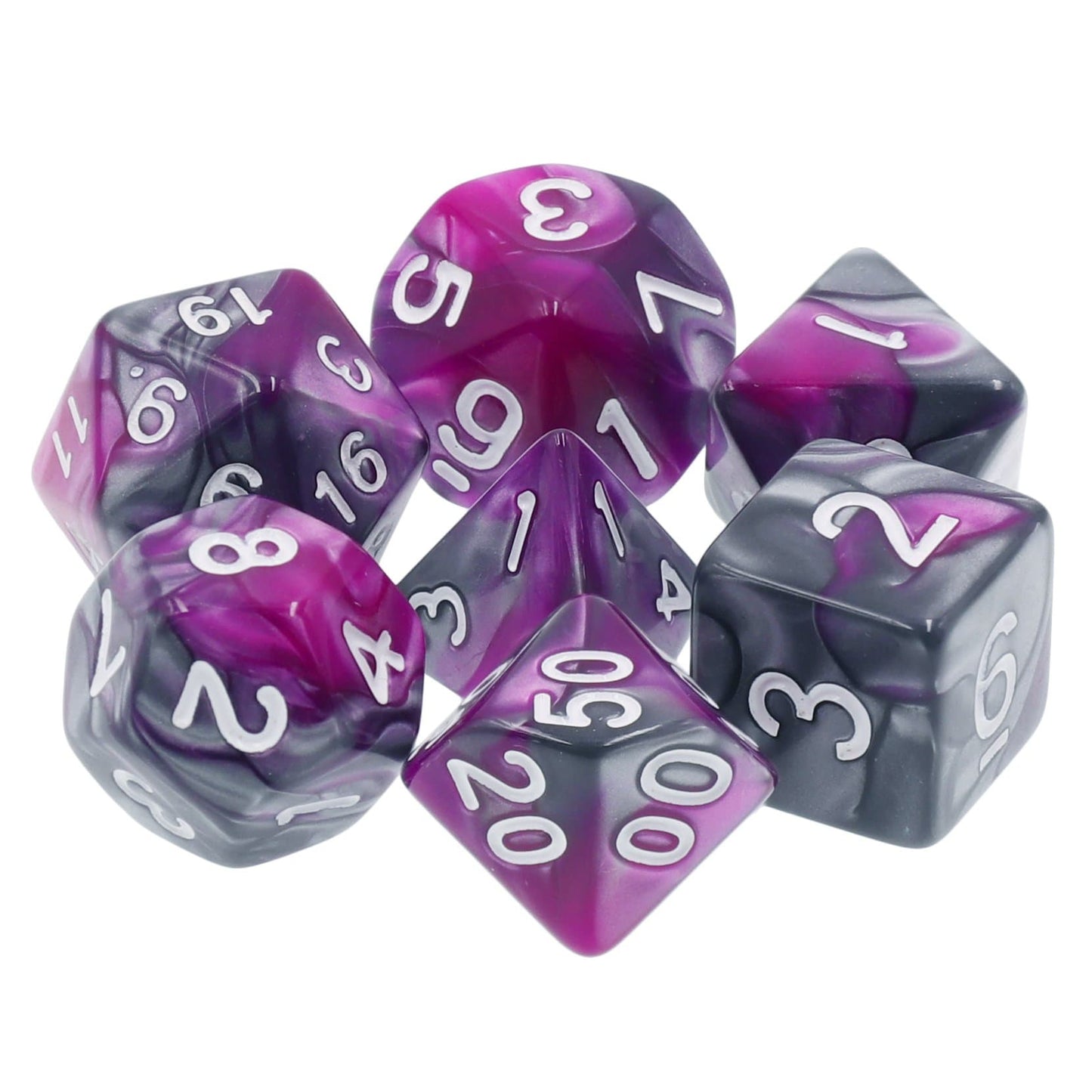 RPG Dice | "Eldritch Iron" Blend Silver Purple | Set of 7