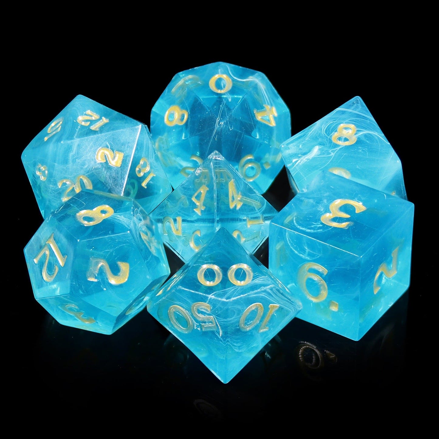 RPG Dice | "Neptune's Throne" (Sharp Edged) | Set of 7