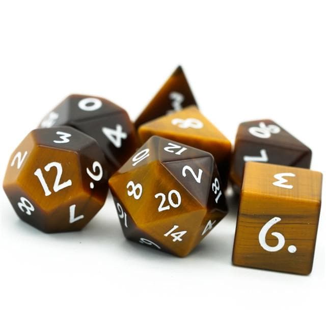 Gemstone Dice | Natural Tiger's Eye | Set of 7