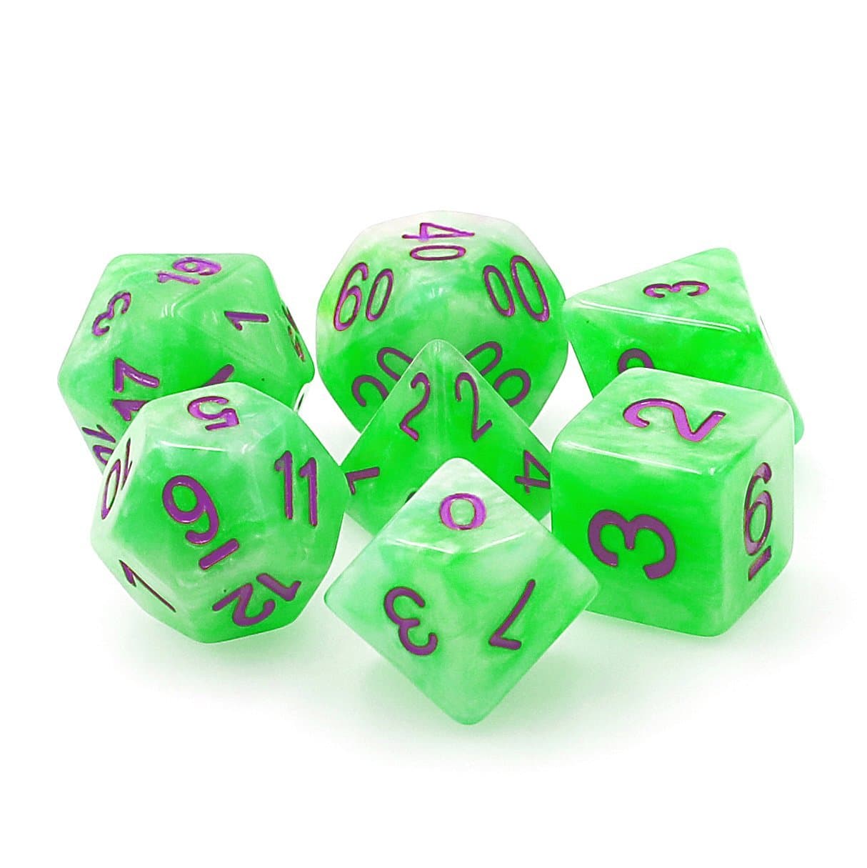 Polyhedral Dice Set | Acrylic | "Radioactive Matter" | Set of 7 (D0150)