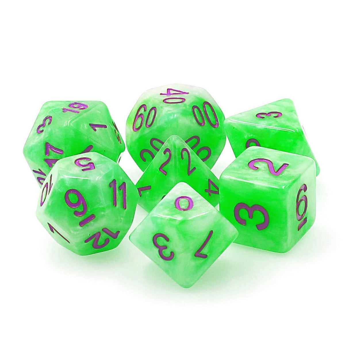 Polyhedral Dice Set | Acrylic | "Radioactive Matter" | Set of 7 (D0150)
