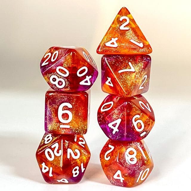 RPG Dice | "Arcane Inferno" | Set of 7