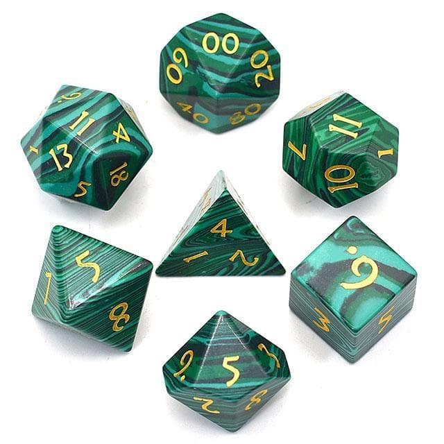 Gemstone Dice | Malachite | Set of 7