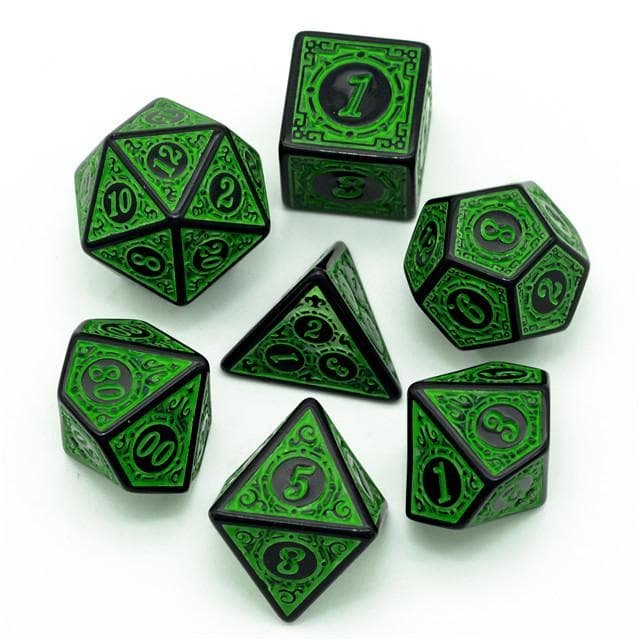 RPG Dice | "Green Alchemy" | Set of 7