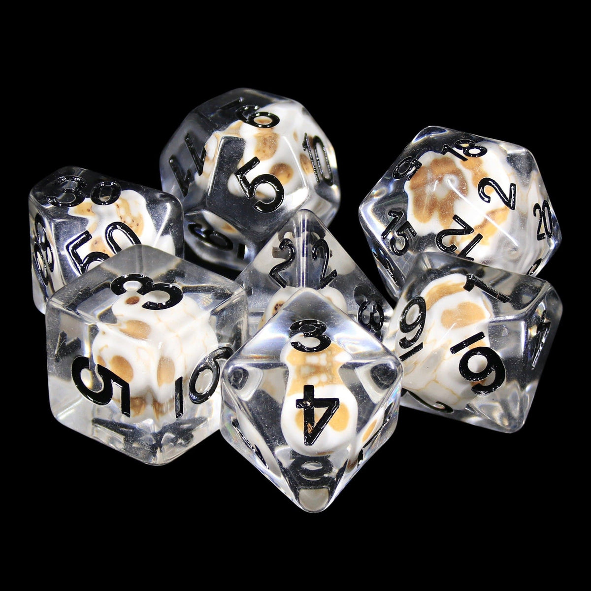 RPG Dice | "Skull Suspension" (Black Ink) | Set of 7