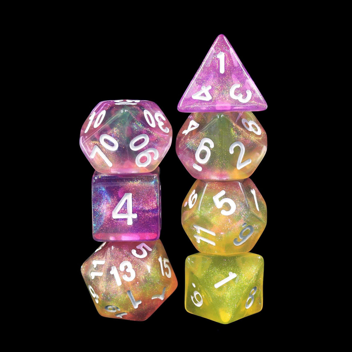 Polyhedral Dice Set | Acrylic | "Eldritch Blast" (White Ink) | Set of 7 (D0077)