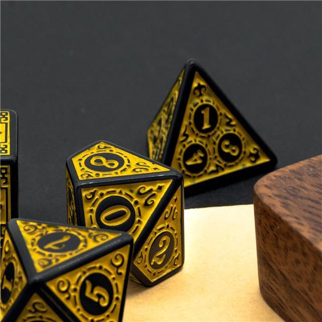 RPG Dice | "Yellow Alchemy" | Set of 7